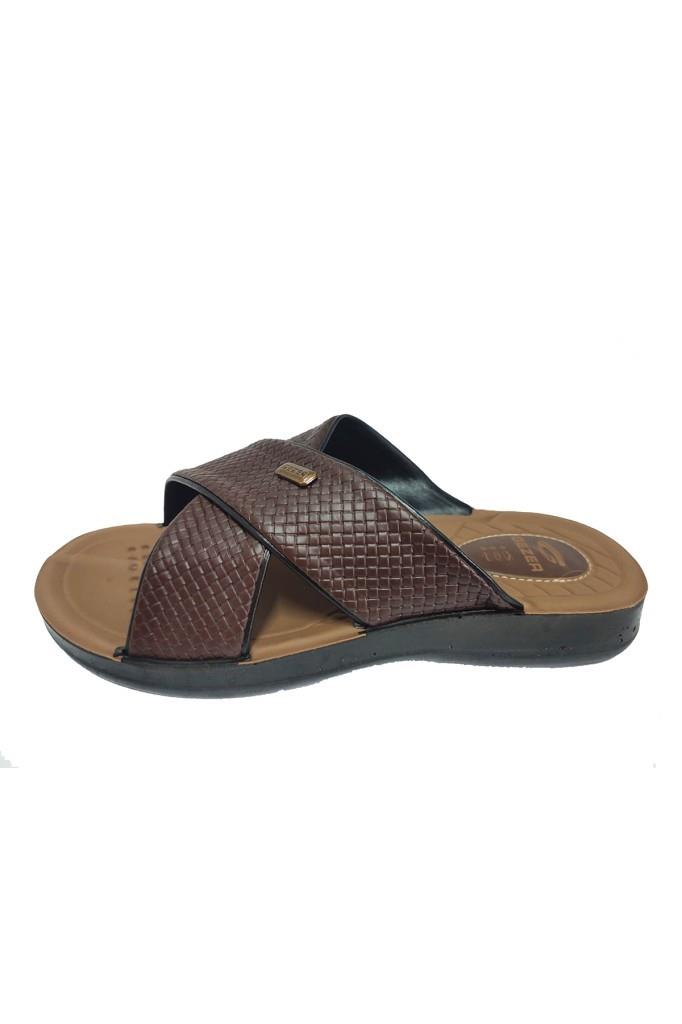 Gezer 12598-25 Deri Anatomik Çapraz Erkek Terlik