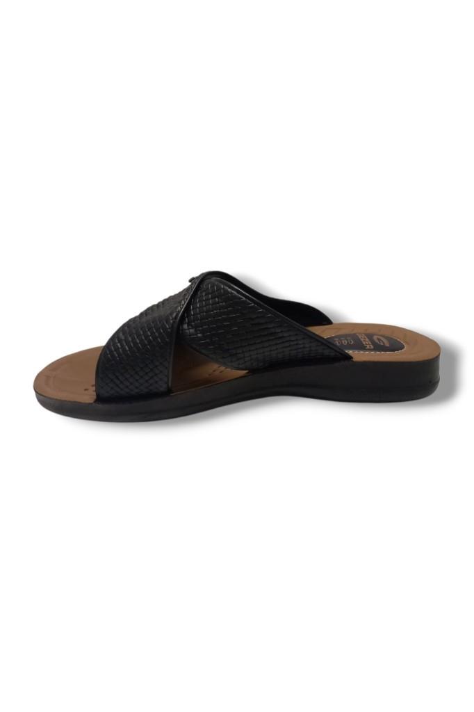 Gezer 12598-25 Deri Anatomik Çapraz Erkek Terlik