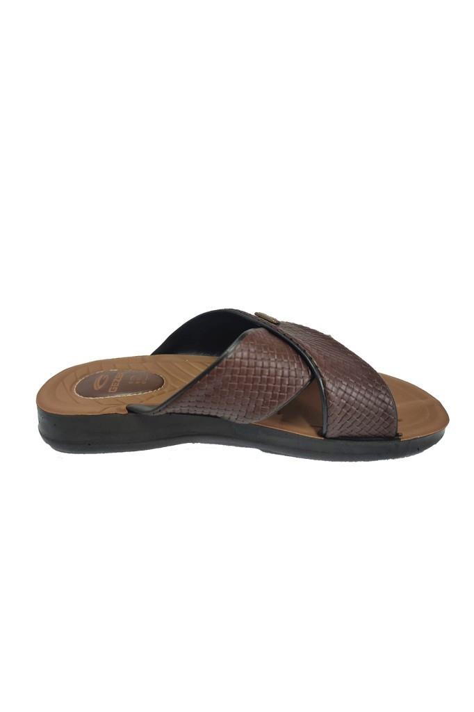 Gezer 12598-25 Deri Anatomik Çapraz Erkek Terlik