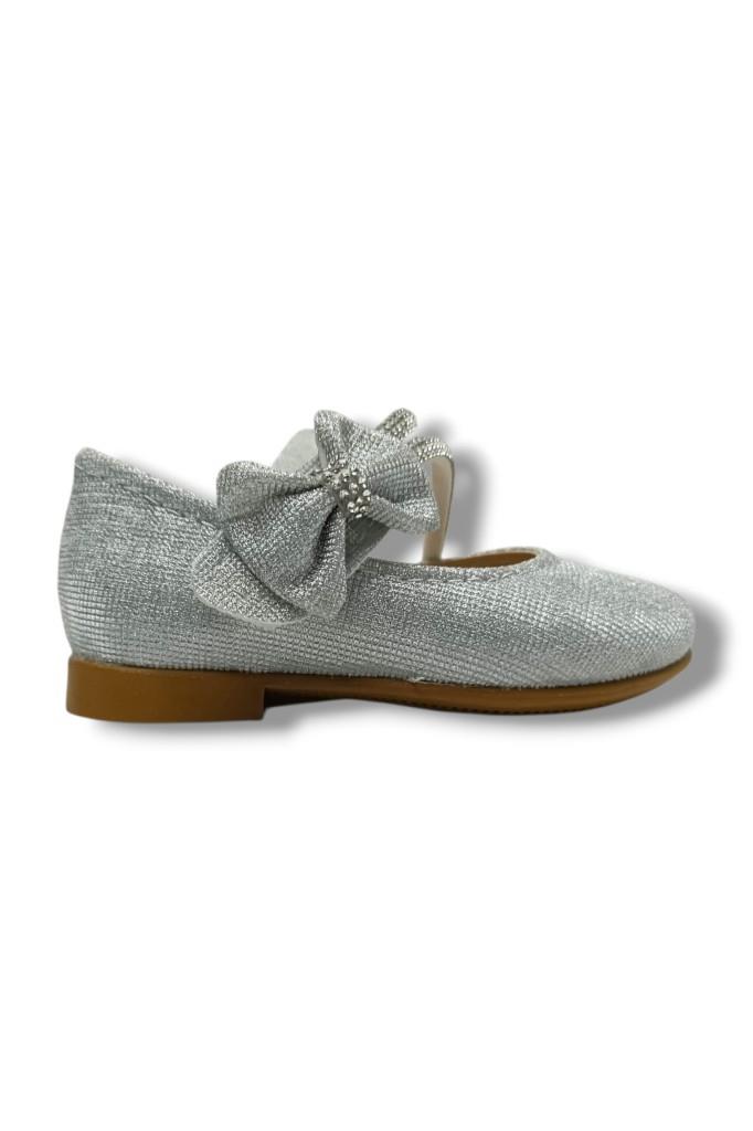 İremsu 7050-26 Simli Deri Taşlı Çift Bantlı Kız Çocuk Babet 21-25