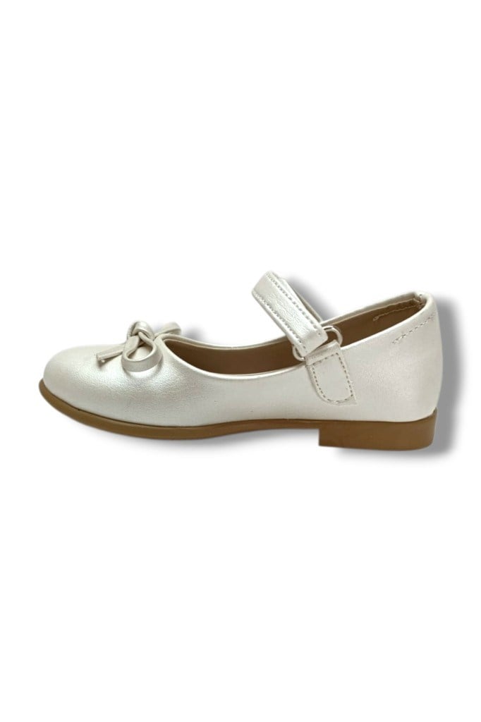 İremsu 7151-26 Simli Deri Kurdeleli Cırt Bantlı Kız Çocuk Babet 22-25