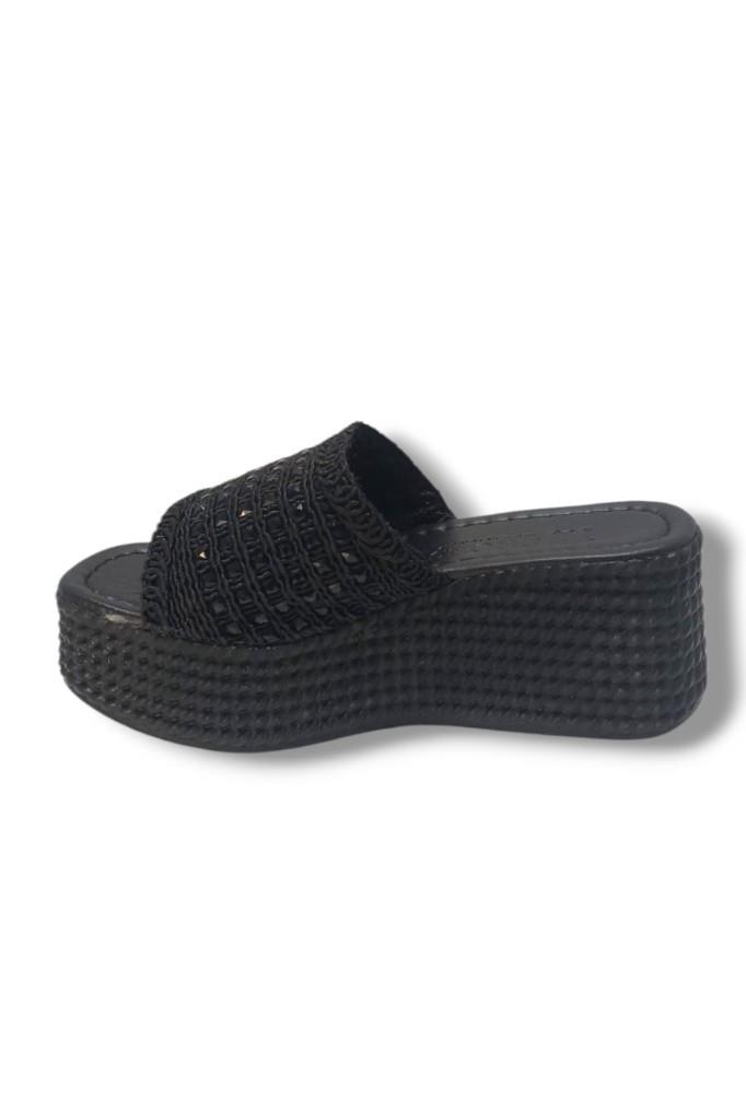 İremsu 788-25 Örgü Taşlı Anatomik Dolgu Topuk Kadın Terlik