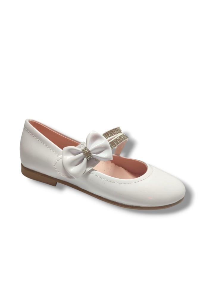 İremsu Rugan Deri Taşlı Çift Bantlı Kız Çocuk Babet 31-36