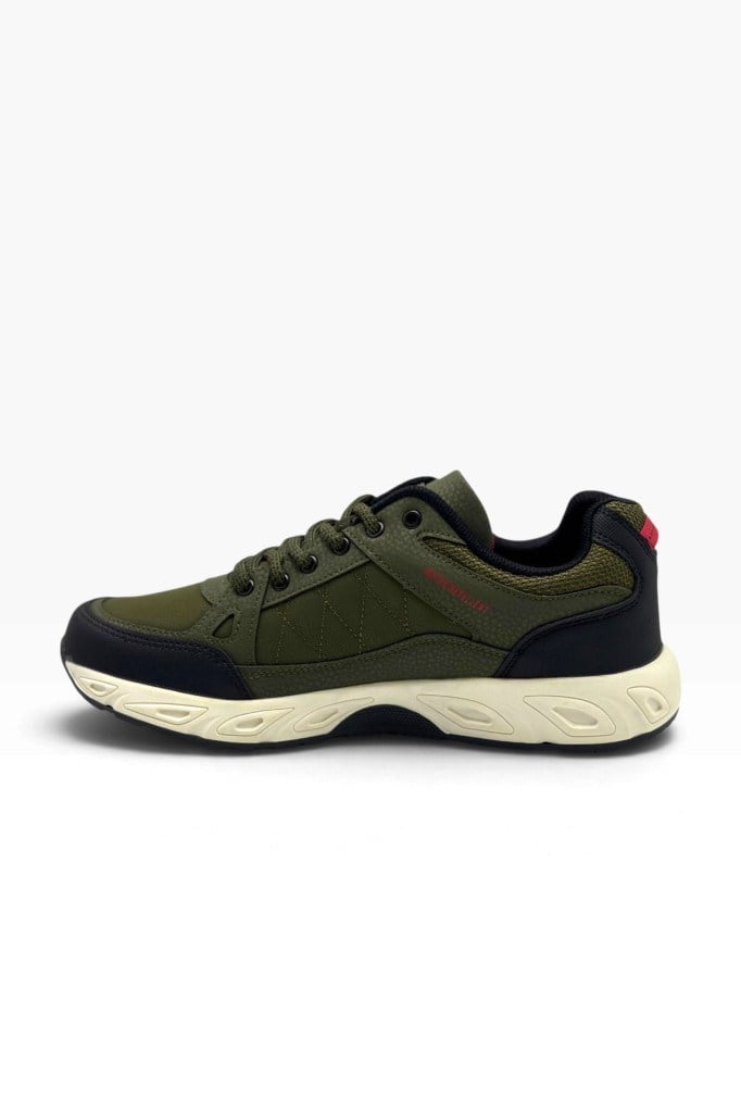 Jagulep Alaska-27 Cilt  Kısa Anatomik Eekek Erkek Sneaker Haki Kırmızı