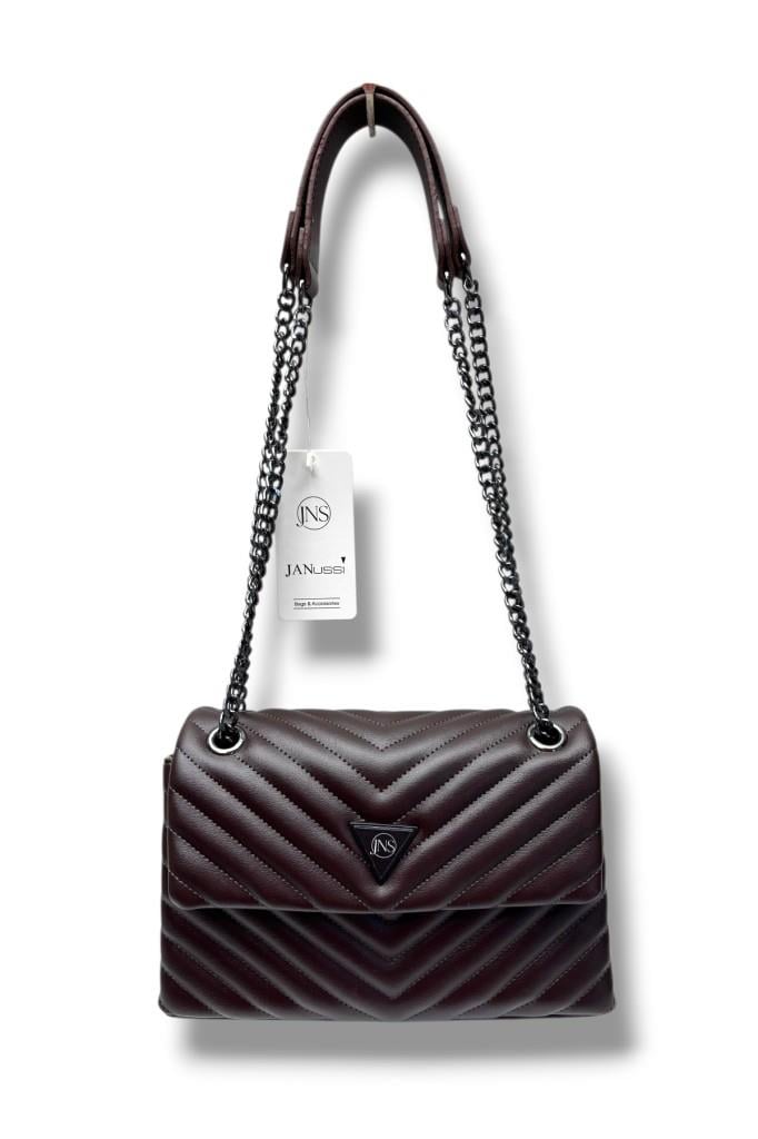 Janussi 2004-26 Deri Kabartma Dikişli Omuz Askılı Kadın Çanta