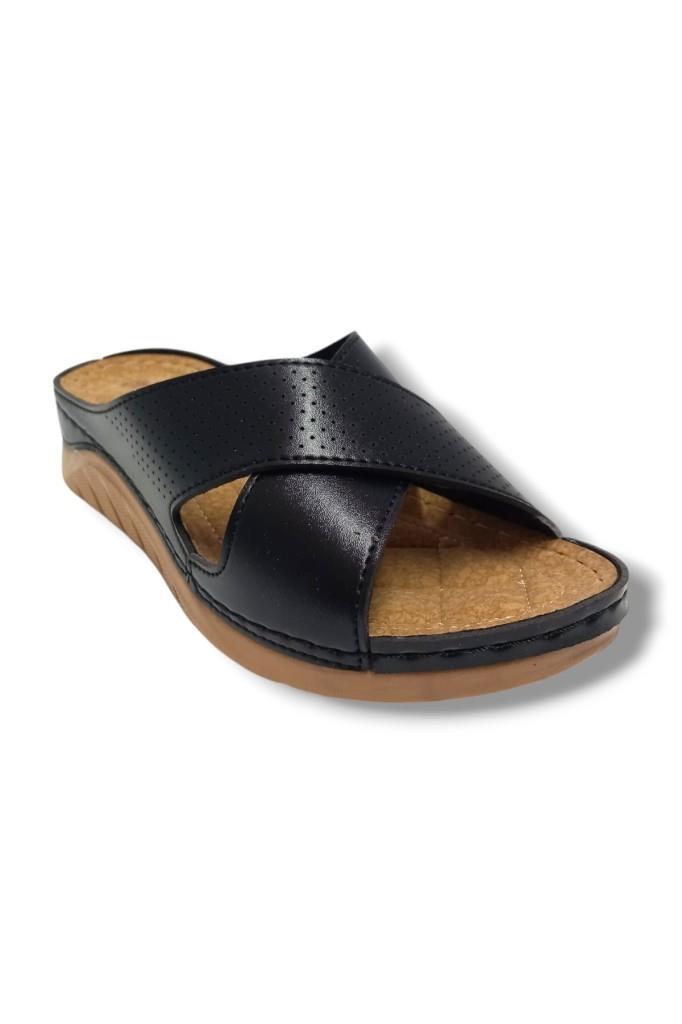 Jasmine 4002-25 Deri Comfort Çapraz Bant Kadın Terlik