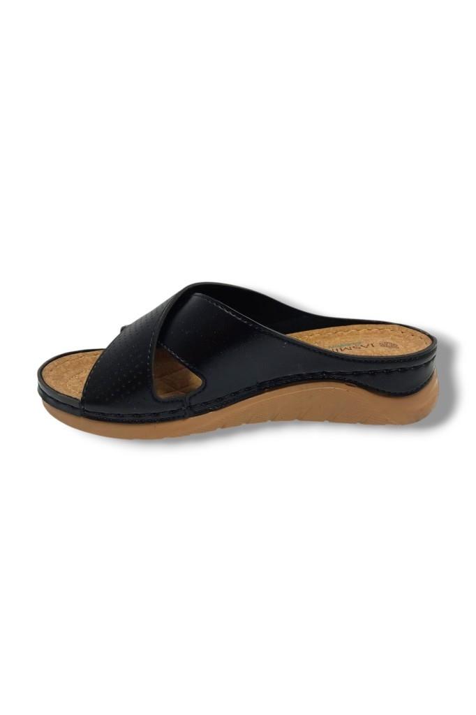 Jasmine 4002-25 Deri Comfort Çapraz Bant Kadın Terlik