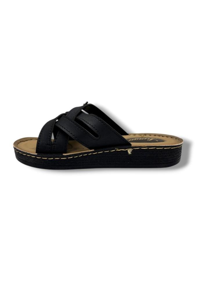 Leman 8619-26 Deri Anatomik Çapraz Bantli Kadın Terlik