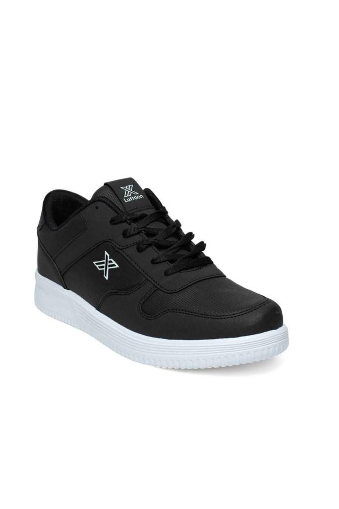 Luttoon 4027-25 Cilt Deri Anatomik Erkek Sneaker Siyah Beyaz