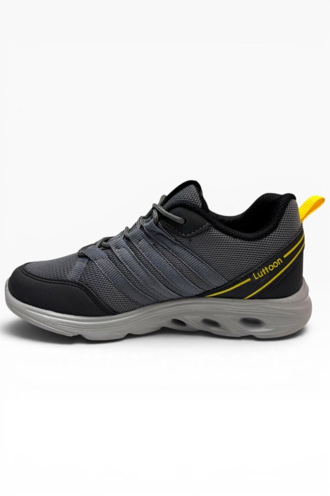 Luttoon 4138-26 Anorak Fashıon Kadın Sneaker Füme Siyah Sarı 36-39