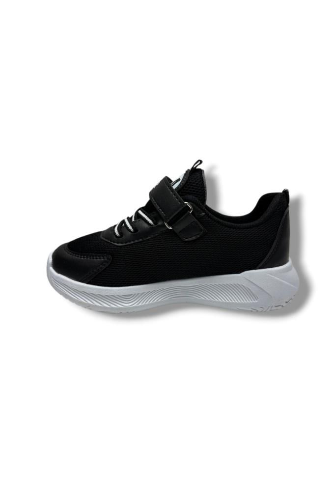 M.Sport Line 4000-26 Anorak Deri Anatomik Cırtlı Çocuk Sneaker Siyah Gri 31-35