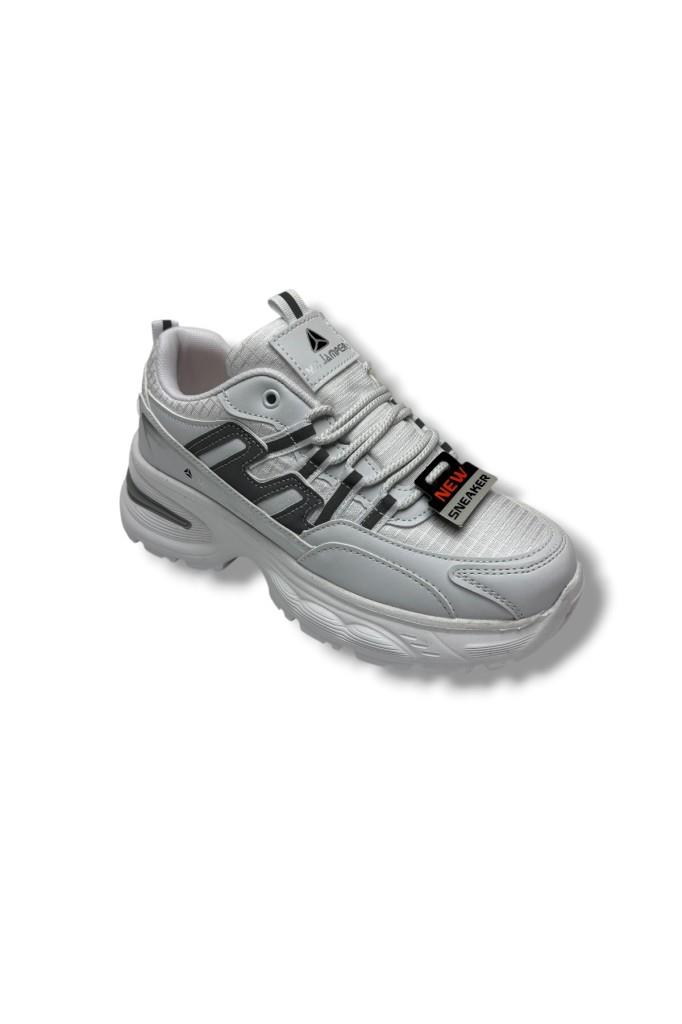 Marco Jamper 2286-26 Anorak Deri Anatomik Kadın Sneaker Beyaz Gümüş