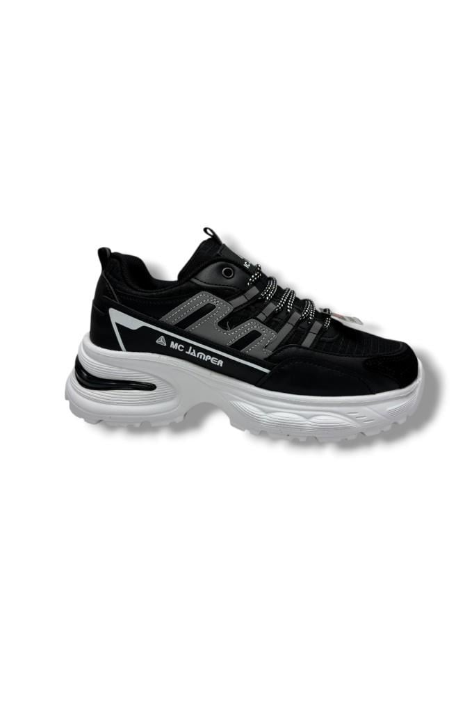 Marco Jamper 2286-26 Anorak Deri Anatomik Kadın Sneaker Siyah Beyaz
