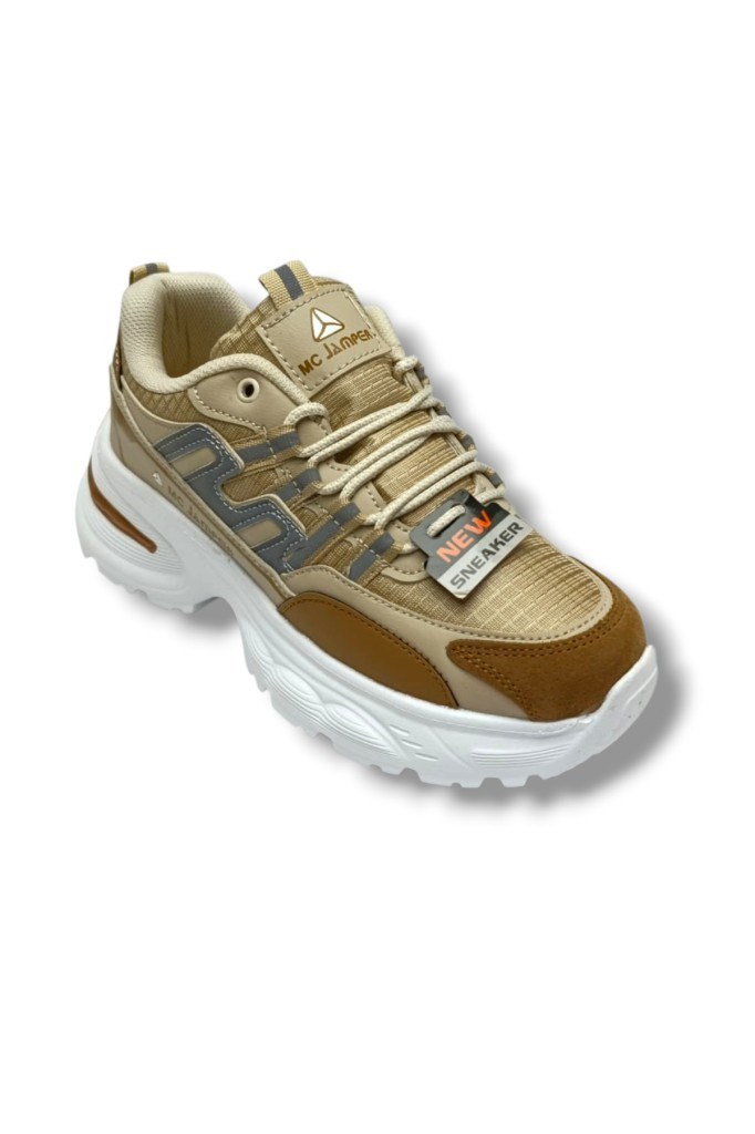 Marco Jamper 2286-26 Anorak Deri Anatomik Kadın Sneaker Taba Bej