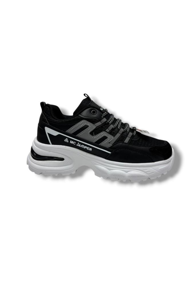 Marco Jamper 2286-26 Anorak Deri Anatomik Kadın Sneaker Siyah Beyaz