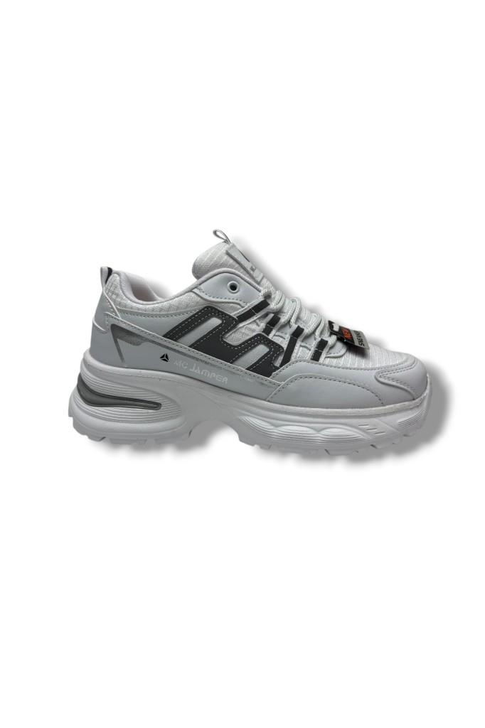 Marco Jamper 2286-26 Anorak Deri Anatomik Kadın Sneaker Beyaz Gümüş