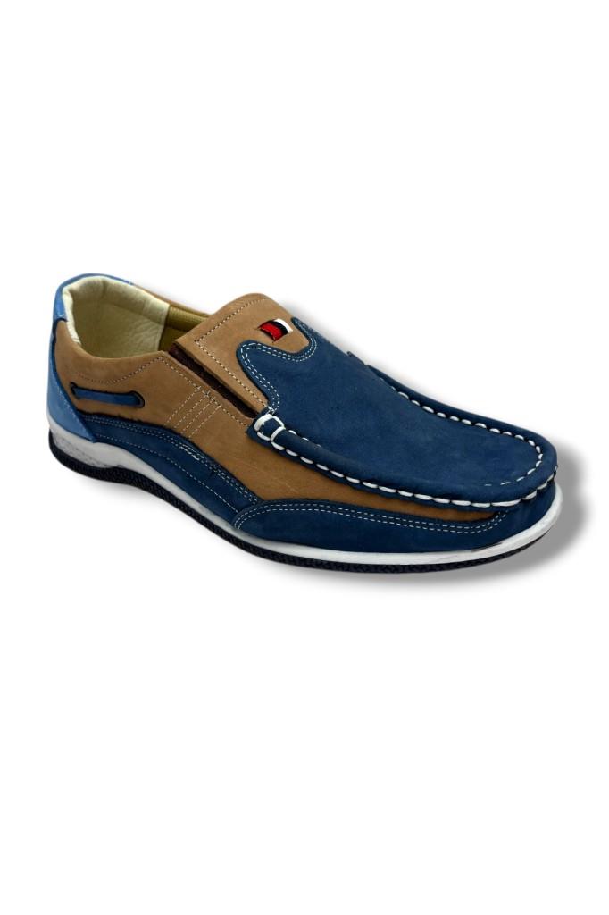 Master 1702-26 Hakiki Nubuk Deri Anatomik Casual Erkek Ayakkabı Mavi Kum