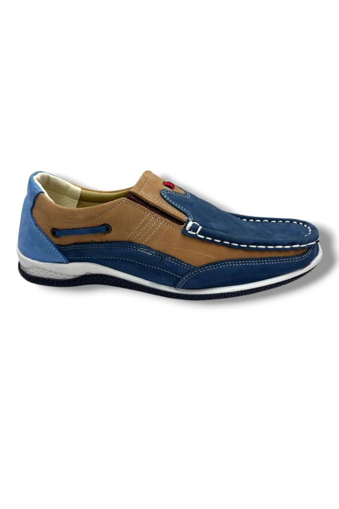 Master 1702-26 Hakiki Nubuk Deri Anatomik Casual Erkek Ayakkabı Mavi Kum