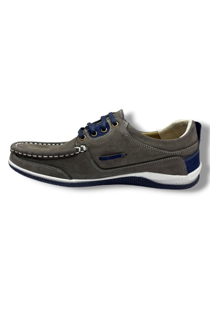 Master 1712-26 Hakiki Nubuk Deri Casual Erkek Ayakkabı Gri Lacivert