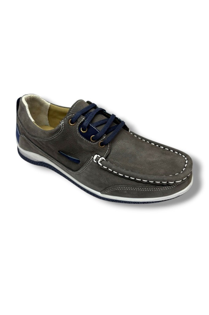 Master 1712-26 Hakiki Nubuk Deri Casual Erkek Ayakkabı Gri Lacivert