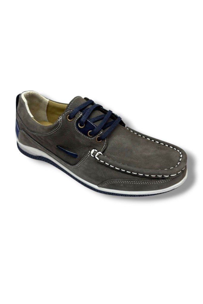 Master 1712-26 Hakiki Nubuk Deri Casual Erkek Ayakkabı Gri Lacivert