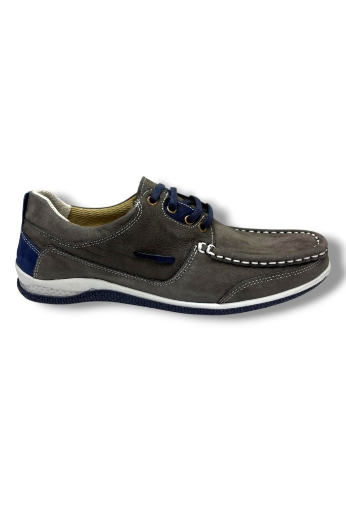 Master 1712-26 Hakiki Nubuk Deri Casual Erkek Ayakkabı Gri Lacivert