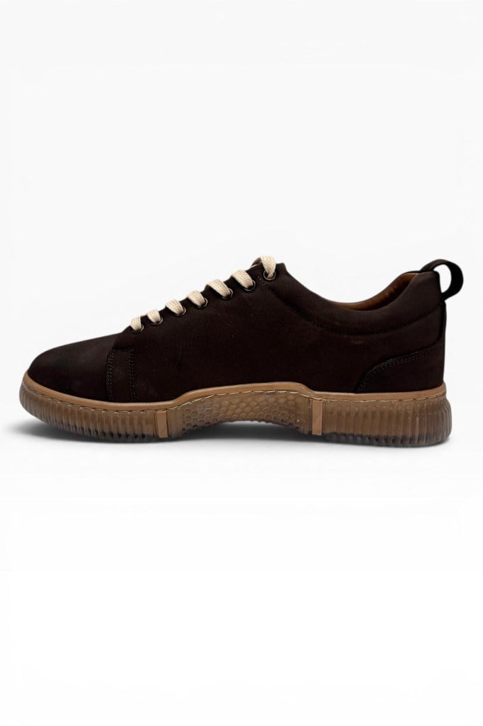 ME&KA 243-26 Hakiki Nubuk Deri Bağcıklı Anatomik Taban Erkek Sneaker