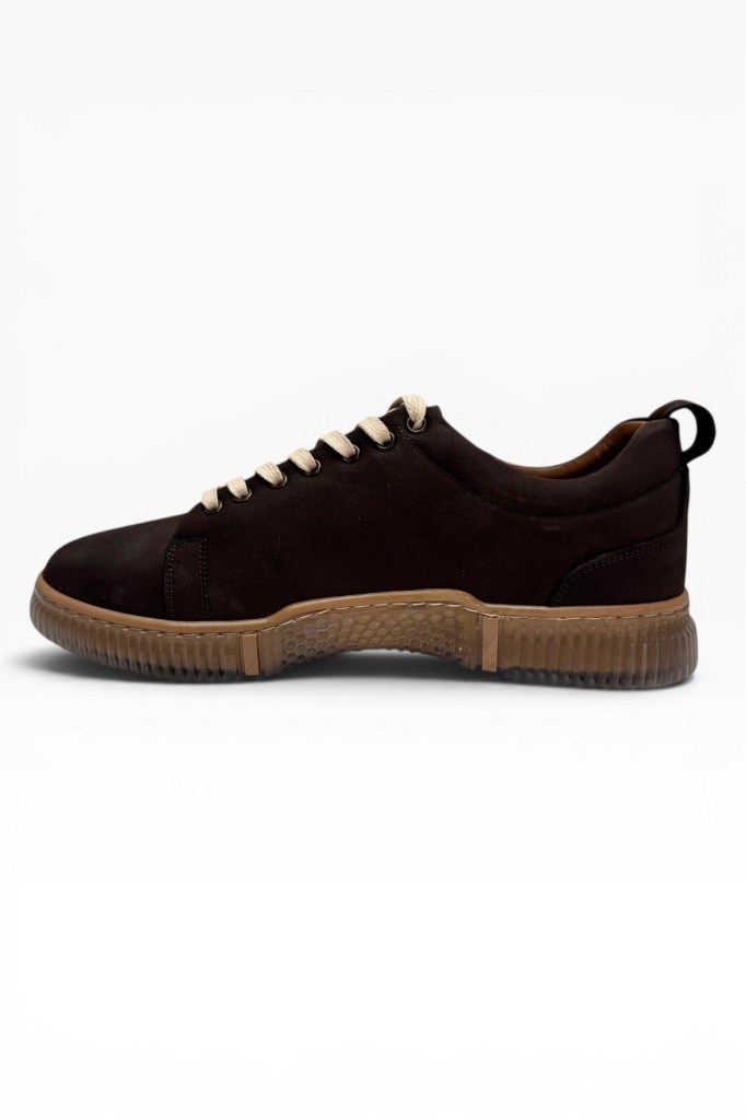 ME&KA 243-26 Hakiki Nubuk Deri Bağcıklı Anatomik Taban Erkek Sneaker