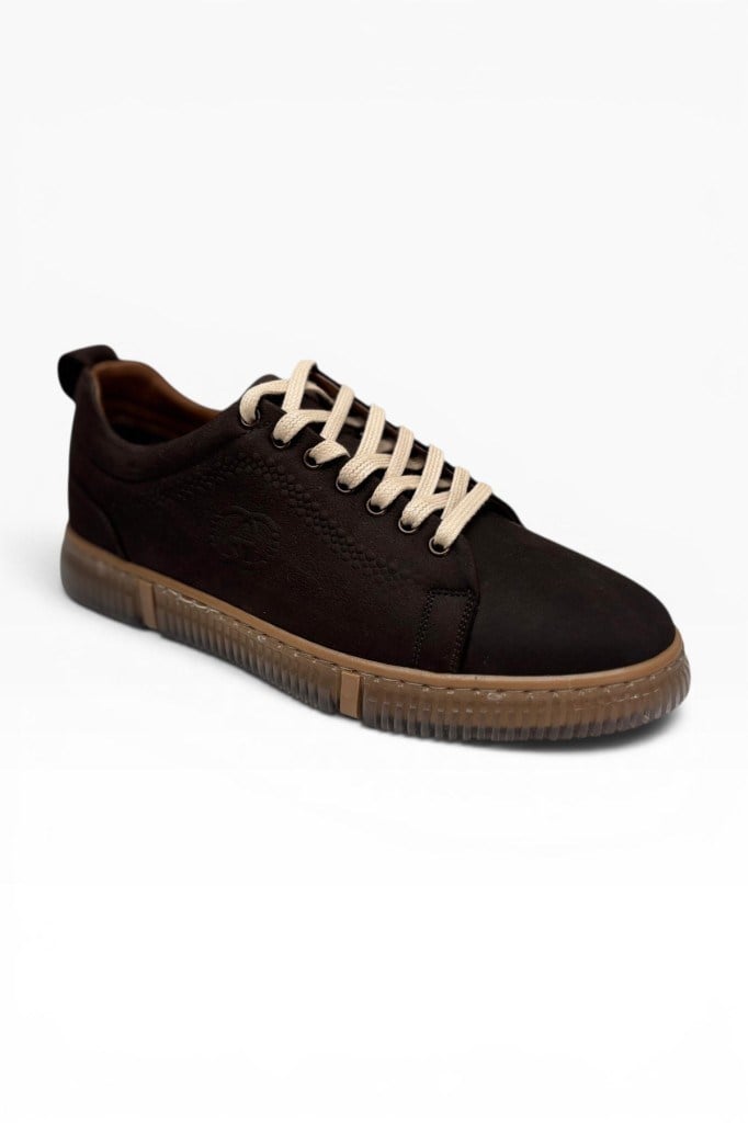 ME&KA 243-26 Hakiki Nubuk Deri Bağcıklı Anatomik Taban Erkek Sneaker