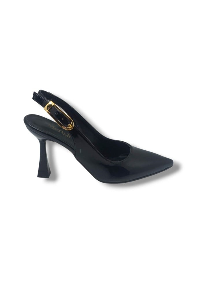 Mengi 692-26 Rugan Deri Arkası Açık İnce Topuk Kadın Stiletto(8,5cm)