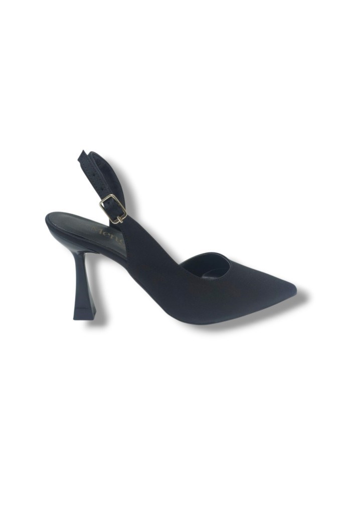 Mengi 693-26 Parlak Saten Arkası Açık Kadın Stiletto(8,5cm)