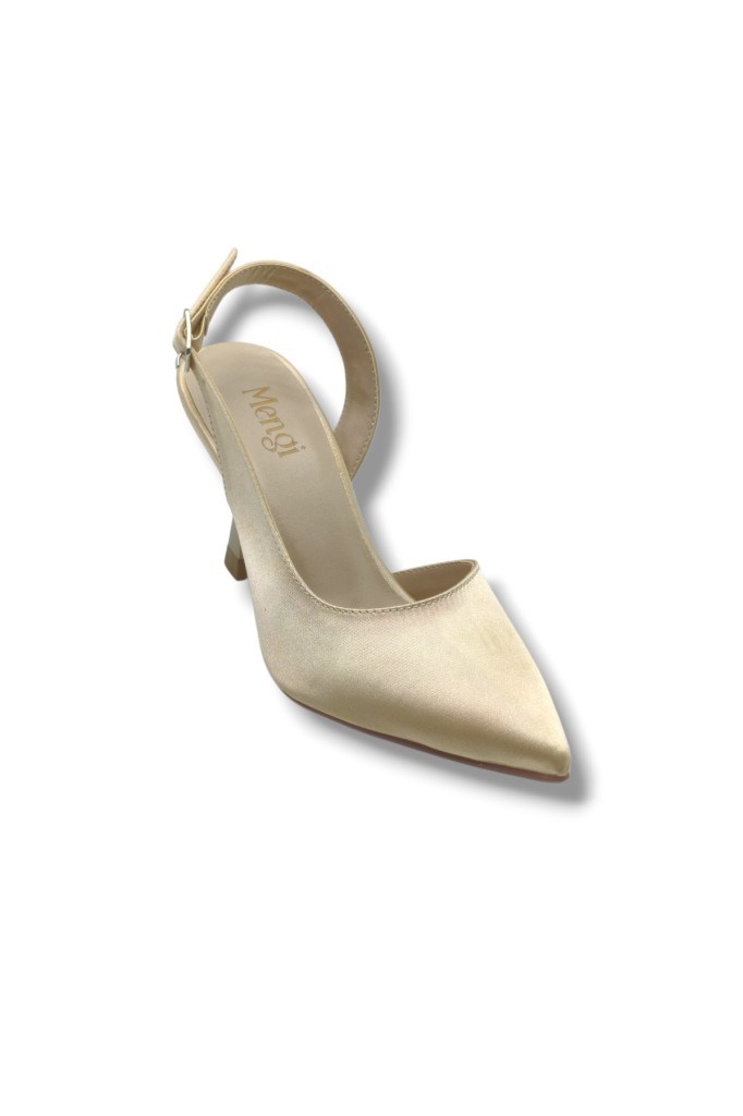 Mengi 693-26 Parlak Saten Arkası Açık Kadın Stiletto(8,5cm)