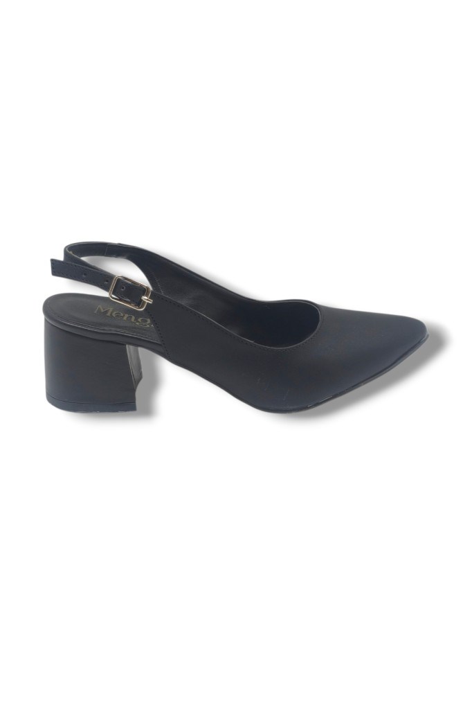 Mengi 695-26 Cilt Arkası Açık Kalın Topuk Kadın Ayakkabı(6cm)
