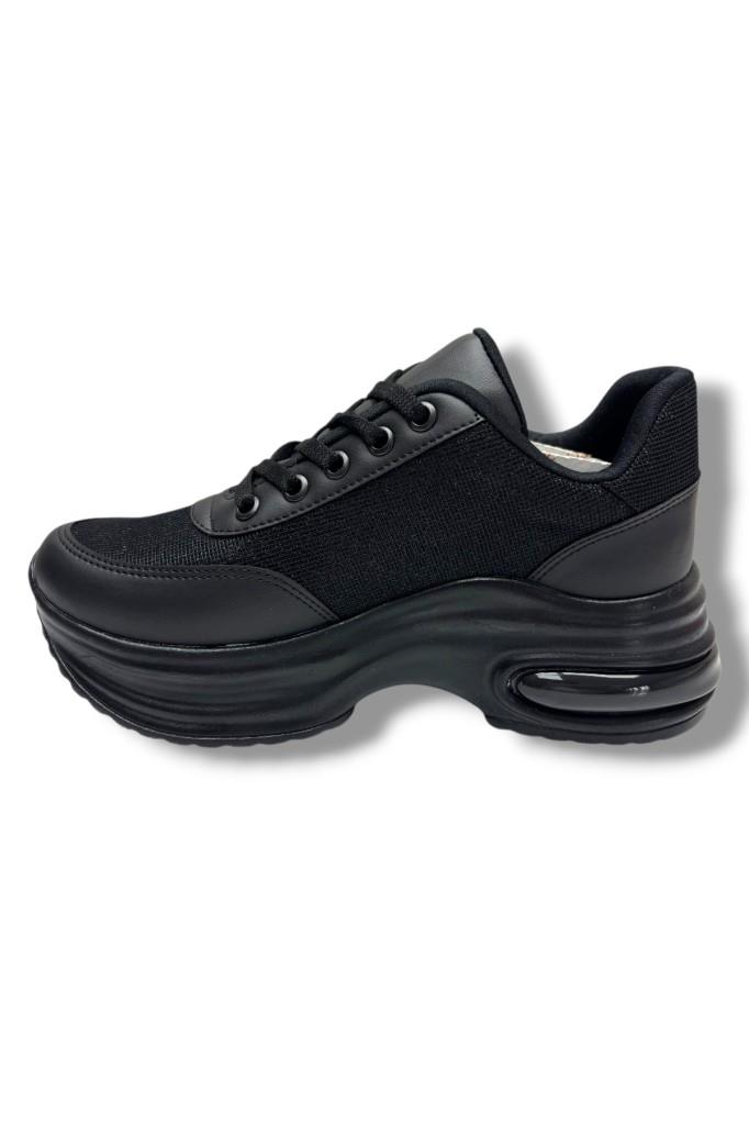 Modalendo 1511-26 Cilt Deri Simli Şeritli Anatomik Bağcıklı Kadın Sneaker