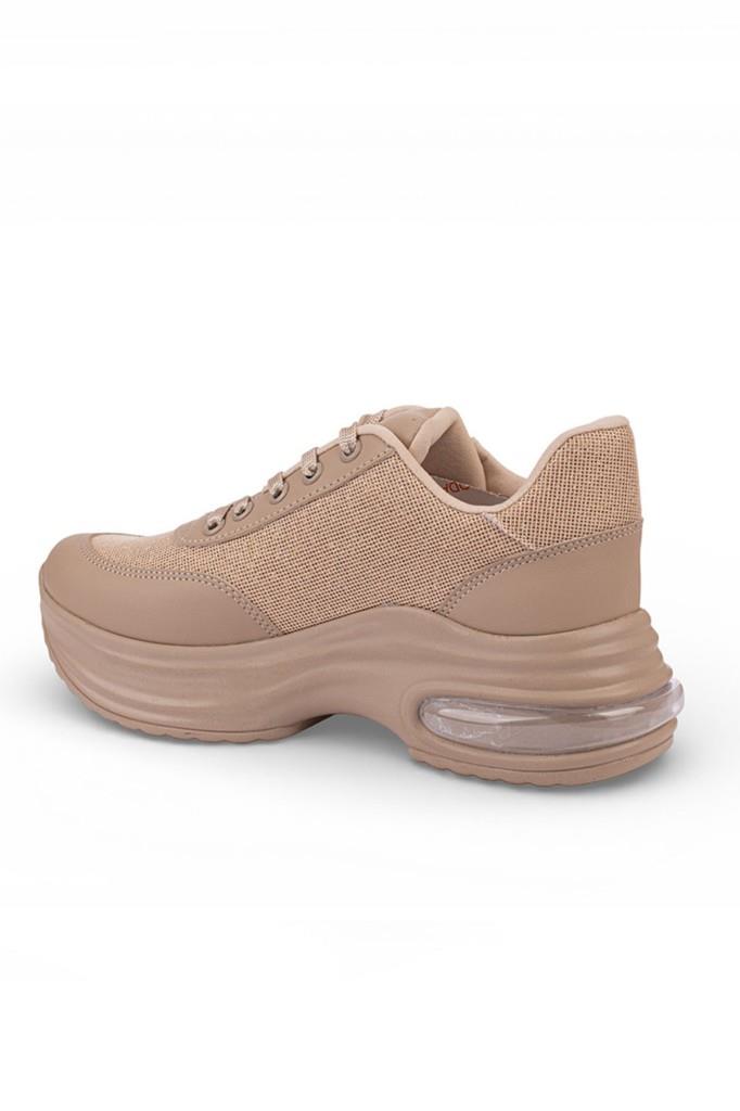 Modalendo 1511-26 Cilt Deri Simli Şeritli Anatomik Bağcıklı Kadın Sneaker