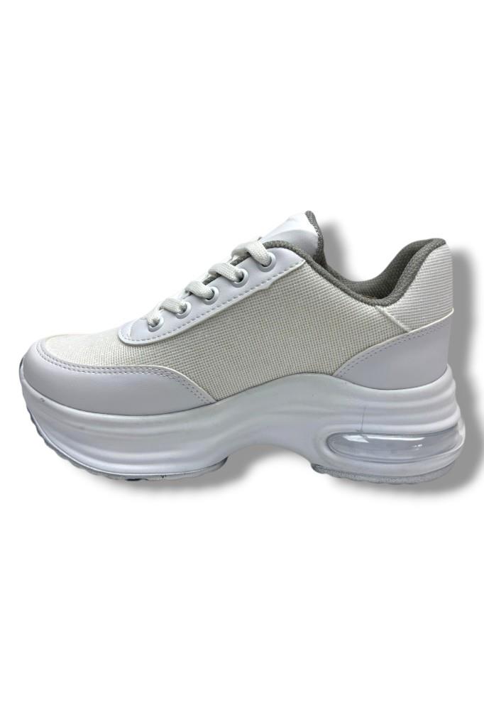 Modalendo 1511-26 Cilt Deri Simli Şeritli Anatomik Bağcıklı Kadın Sneaker
