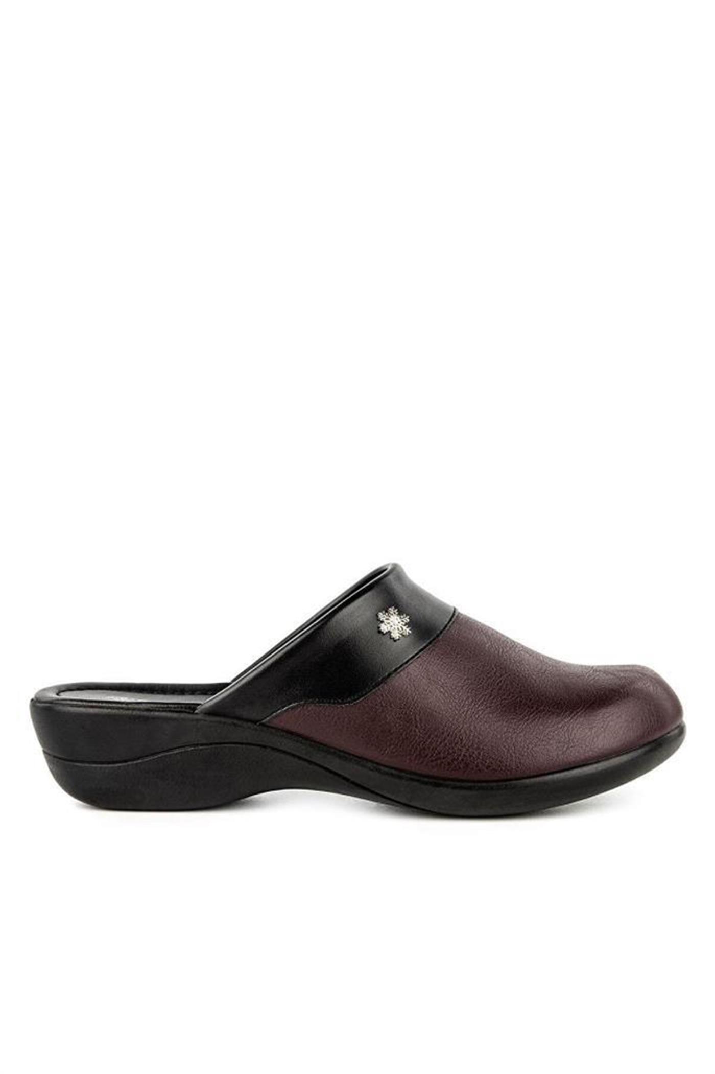 Muya 32926 Ness Deri Sıcak Astar Anatomik Kadın Halı Terlik