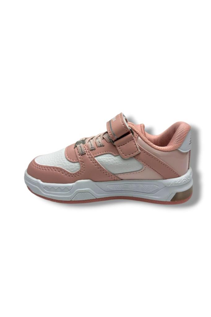 Ndrops 012-26 Deri Cırt Bantlı Kız Çocuk Sneaker Pudra Beyaz 26-30