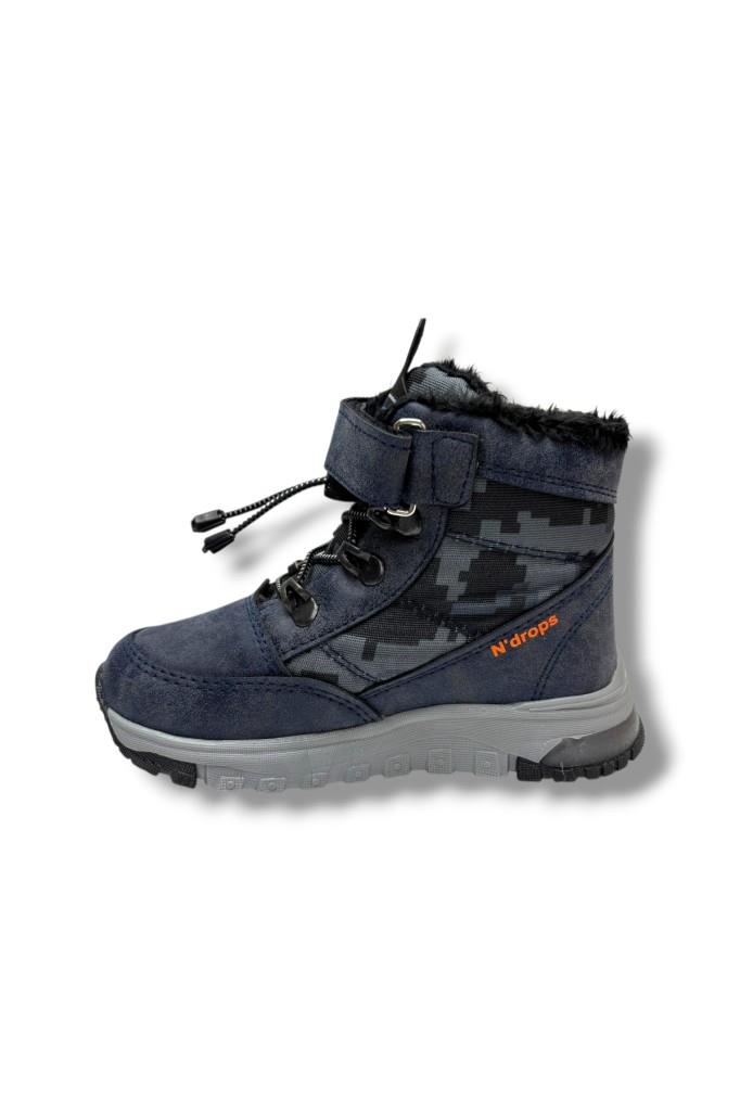 Ndrops 015-26 Deri Kürklü Kamuflaj Paraşüt Kumaş Çocuk Bot Laci Oranj 26-30