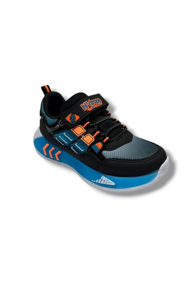 Ndrops 028-26 Anorak Anatomik Çocuk Sneaker Siyah Turkuaz Turuncu 31-35