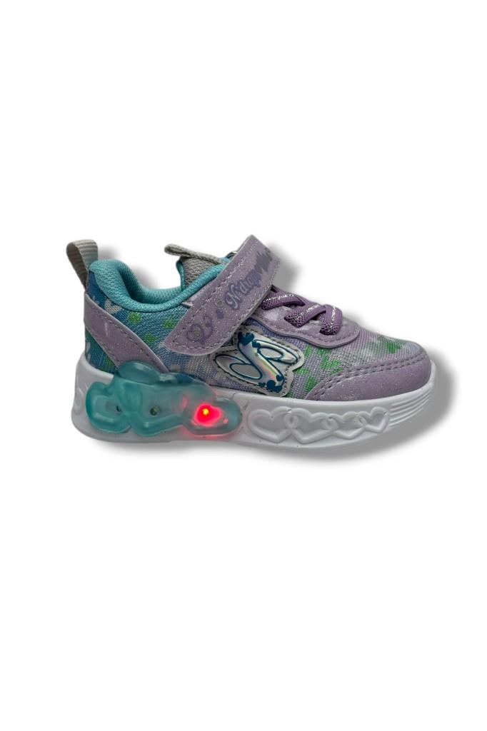 Ndrops 032-26 Anorak Rugan Yıldızlı Anatomik Kız Çocuk Sneaker Lila Turkuaz 22-25