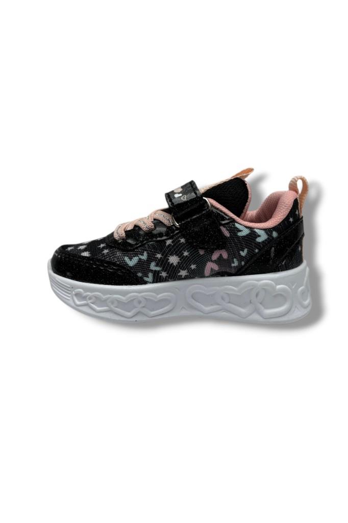 Ndrops 032-26 Anorak Rugan Yıldızlı Anatomik Kız Çocuk Sneaker Siyah Pudra 22-25