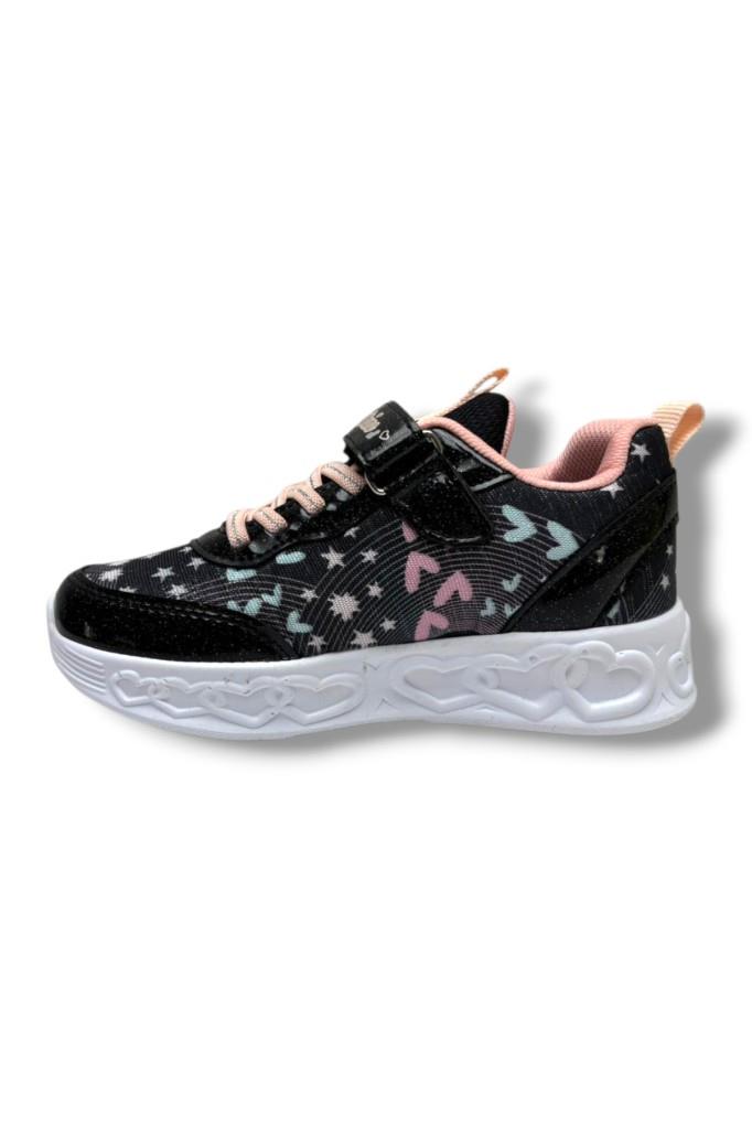 Ndrops 032-26 Anorak Rugan Yıldızlı Anatomik Kız Çocuk Sneaker Siyah Pudra 31-35