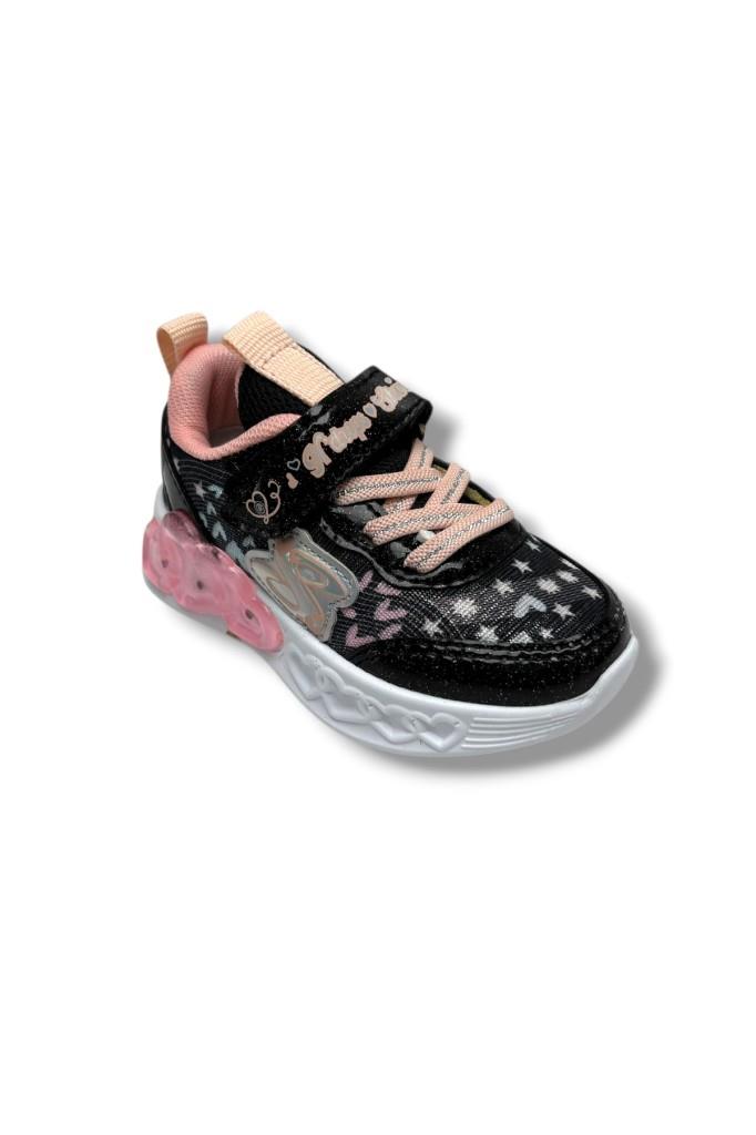 Ndrops 032-26 Anorak Rugan Yıldızlı Anatomik Kız Çocuk Sneaker Siyah Pudra 22-25