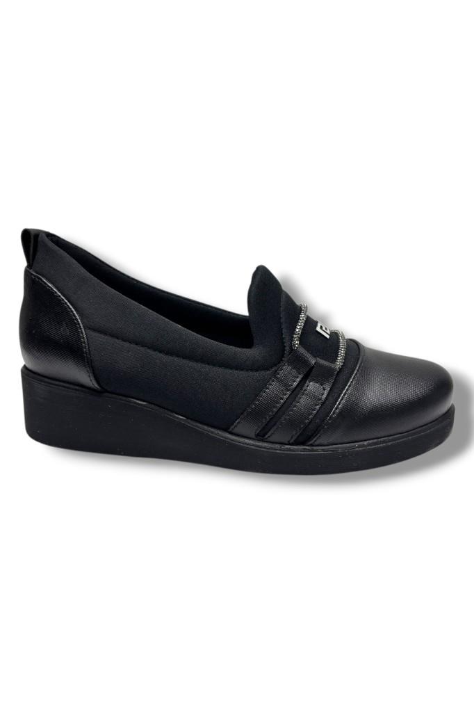 Oi 210-26 Streçli Deri Taşlı Anatomik Dolgu Topuklu Kadın Ayakkabı