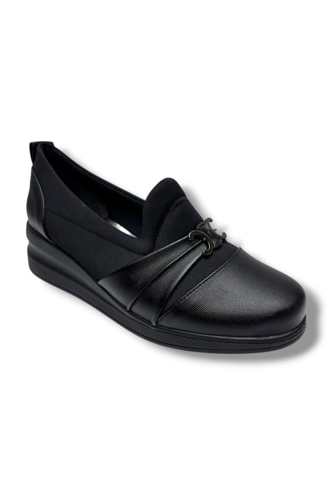 Oi 220-26 Streçli Deri Tokalı Anatomik Dolgu Topuklu Kadın Ayakkabı