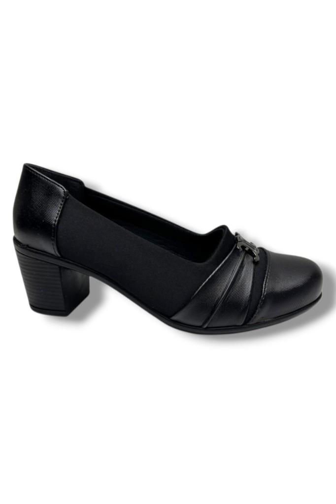 Oi 250-26 Streçli Deri Tokalı Anatomik Kalın Orta Topuklu Kadın Ayakkabı