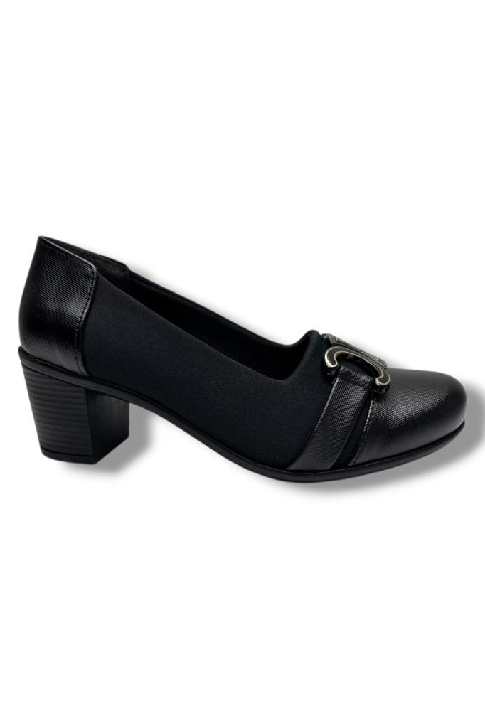 Oi 280-26 Streçli Deri Tokalı Anatomik Kalın Orta Topuklu Kadın Ayakkabı