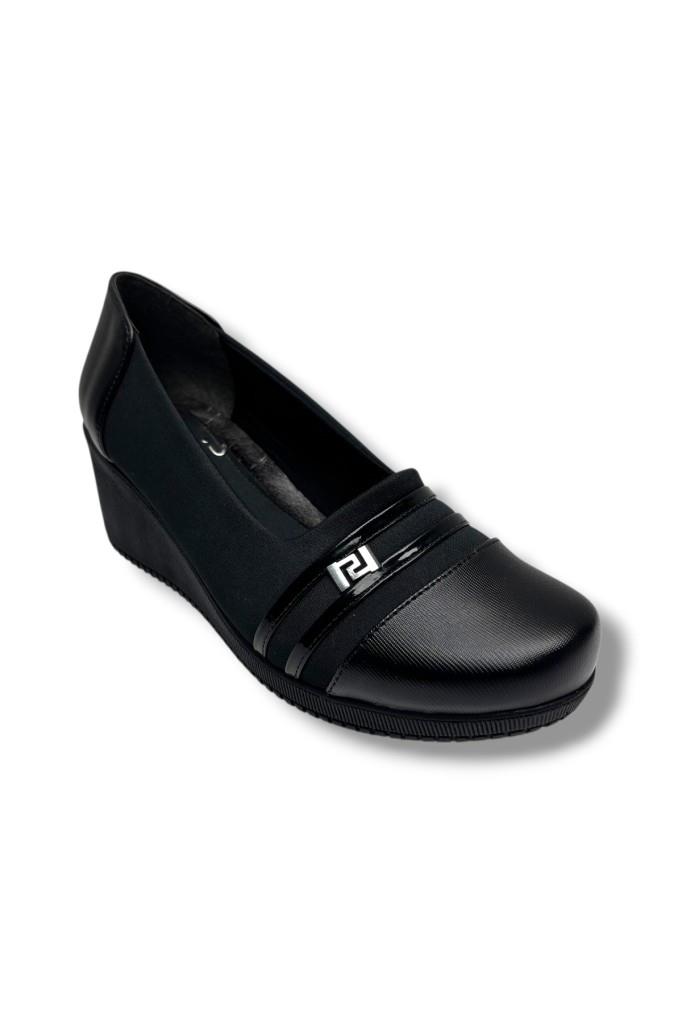 Oi 300-26 Streçli Deri Biyeli Anatomik Dolgu Topuklu Kadın Ayakkabı