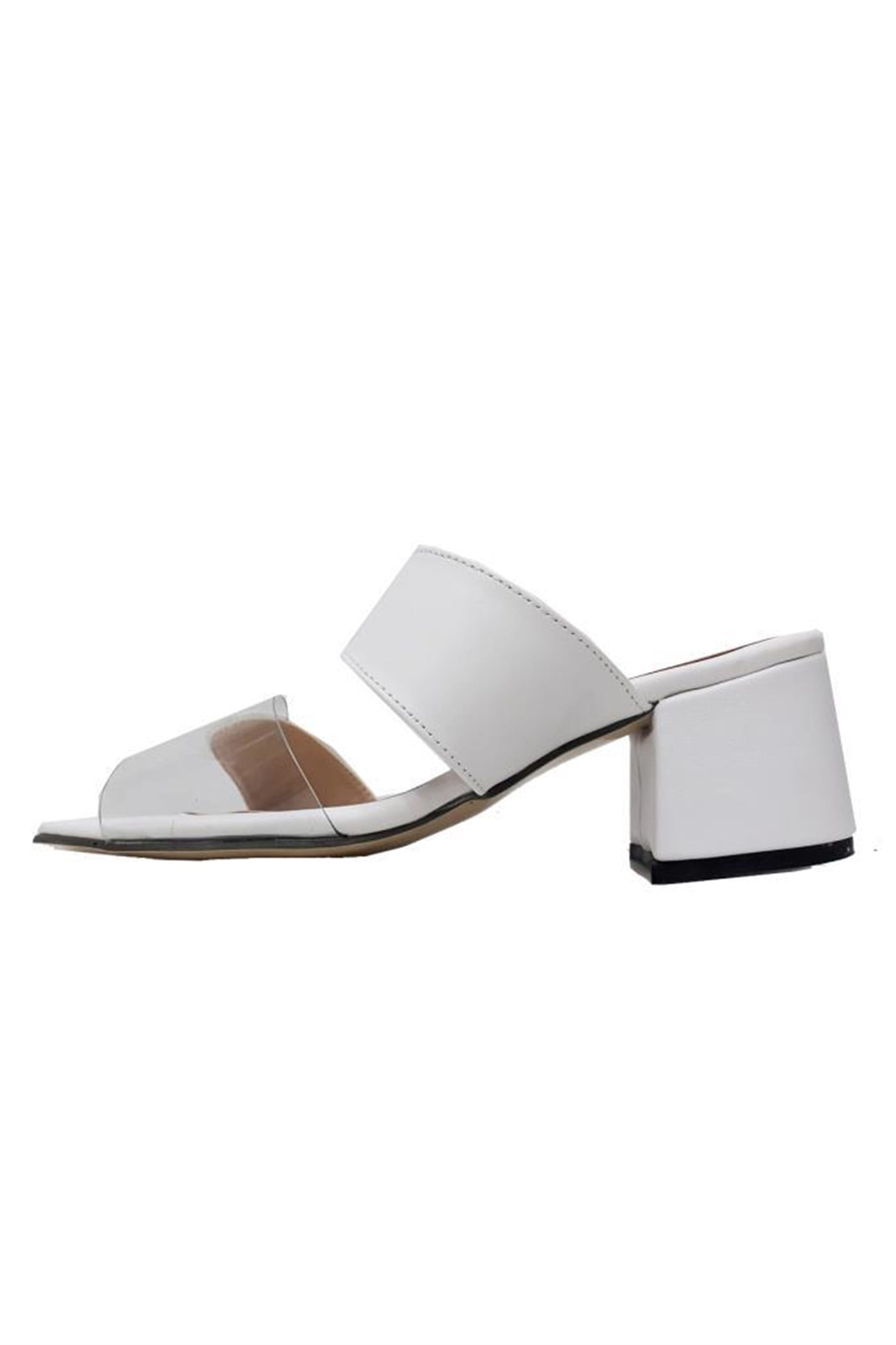 Önder 3382 Deri Şeffaf Kalın Topuklu Kadın Terlik